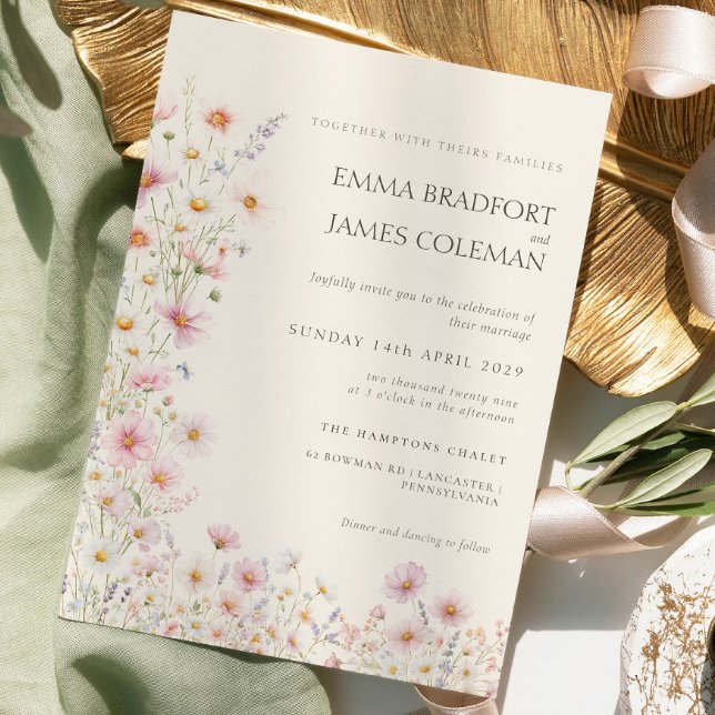 Invitation Bohemian Whimsical  Wildflowers  Wedding (Créateur téléchargé)