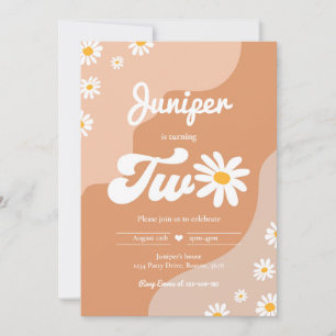 Invitation Boho 2e anniversaire Daisy Floral Super 70's Party