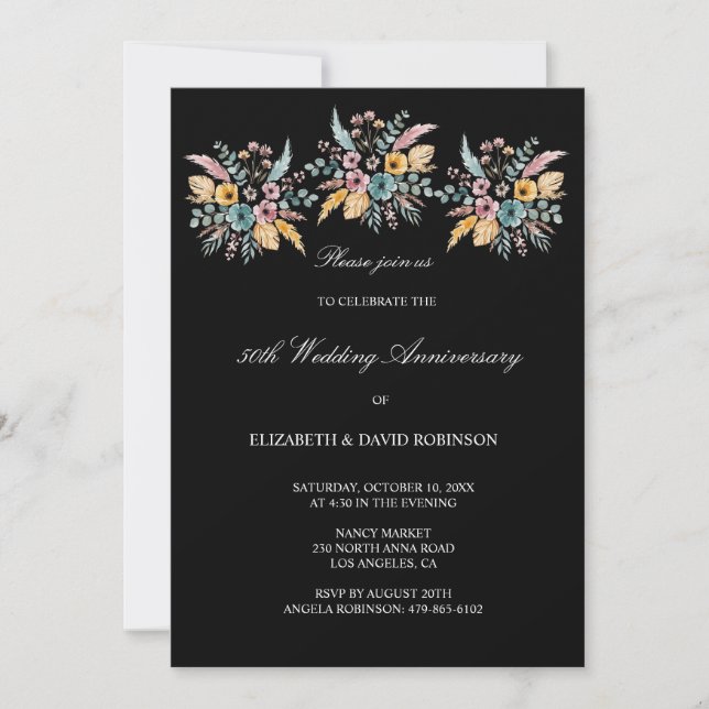 Invitation Boho 50e anniversaire mariage (Devant)