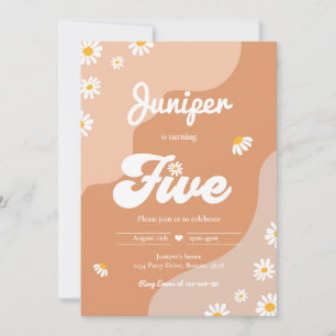 Invitation Boho 5th Birthday Daisy Floral Super 70's Party