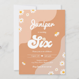 Invitation Boho 6e anniversaire Daisy Floral Super 70's Party