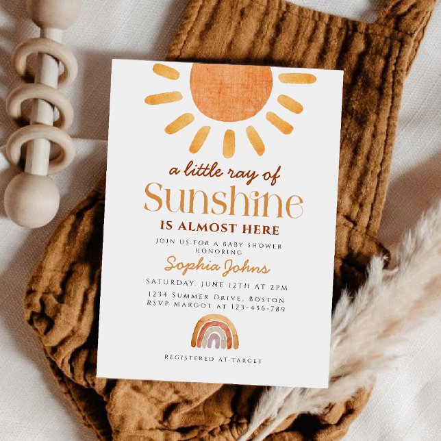 Invitation Boho A Little Ray Sunshine Rainbow Baby shower (Créateur téléchargé)