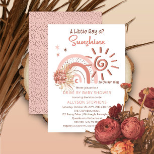 Invitation Boho A Ray of Sunshine Drive By Girl Baby shower
