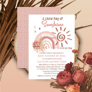 Invitation Boho A Ray of Sunshine Girl Baby shower par la pos