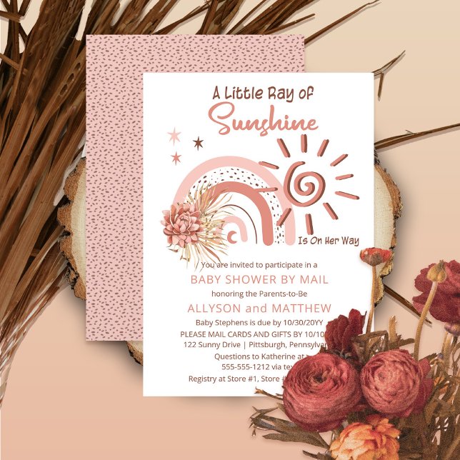 Invitation Boho A Ray of Sunshine Girl Baby shower par la pos (Créateur téléchargé)