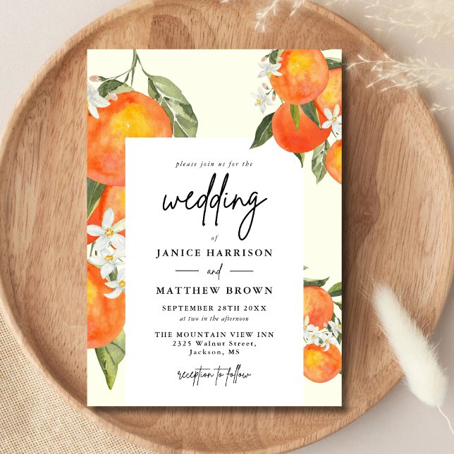 Invitation Boho Abstract Sketchy Orange Garden Wedding (Créateur téléchargé)