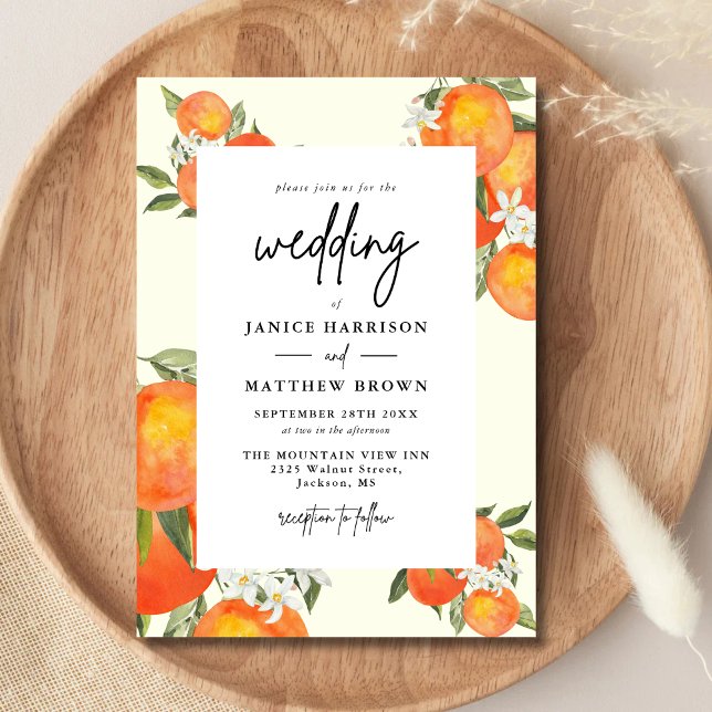 Invitation Boho Abstract Sketchy Orange Garden Wedding (Créateur téléchargé)