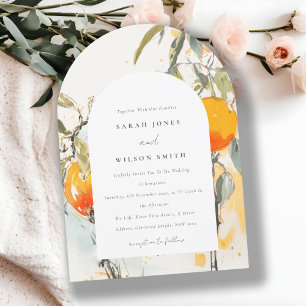 Invitation Boho Abstrait Sketchy Orange Garden Mariage