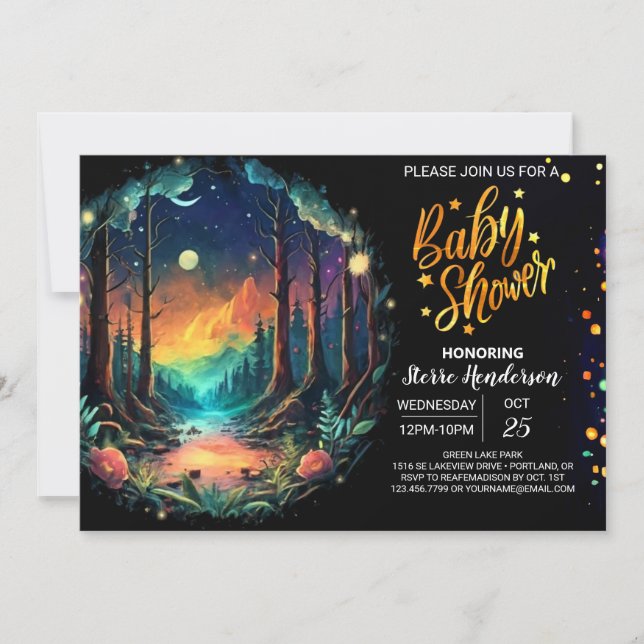 Invitation Boho Adventure Attend le Baby shower des bois (Devant)