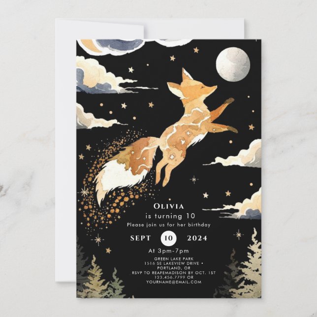Invitation Boho Adventure Fox Anniversaire (Devant)