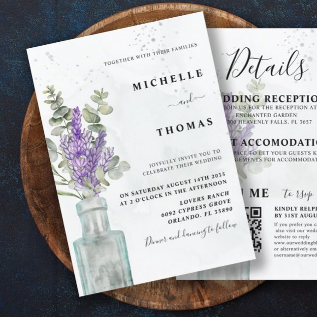 Invitation Boho All In One Eucalyptus et Lavender Mariage In (Créateur téléchargé)