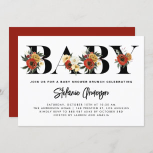 Invitation Boho Aquarelle Anémonique Botanique Automne Bébé B