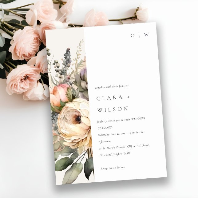 Invitation Boho Aquarelle Automne Automne Automne Floral Buna (Créateur téléchargé)