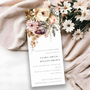 Invitation Boho Aquarelle Automne Floral Bouquet Couple Showe