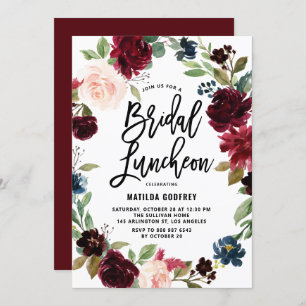 Invitation Boho Aquarelle Automne Floral Bridal Luncheon
