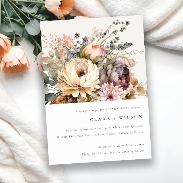 Invitation Boho Aquarelle Automne Floral Bunch Matin après (Créateur téléchargé)