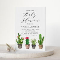 Boho Aquarelle Baby shower de cactus pointillés