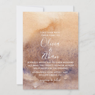Invitation Boho Aquarelle Beige Russe Mariage moderne