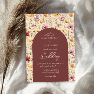 Invitation Boho aquarelle chute fleurs sauvages