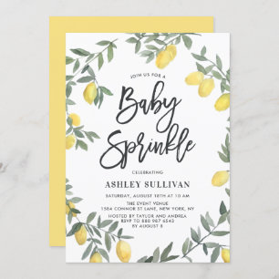 Invitation Boho Aquarelle Citron couronne Baby Sprinkle Douch