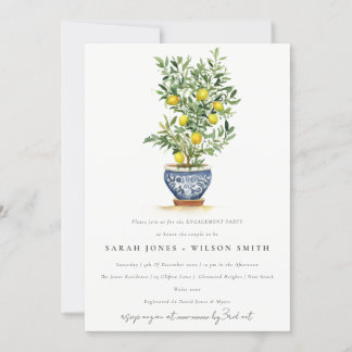 Invitation Boho Aquarelle Citron jaune Fiançailles