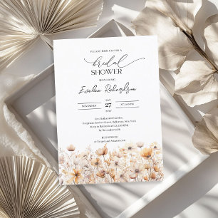 Invitation Boho aquarelle couleur neutre couleurs fleurs sauv