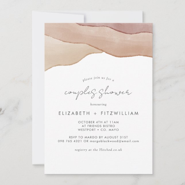 Invitation Boho Aquarelle Couples Abstraits Douche (Devant)