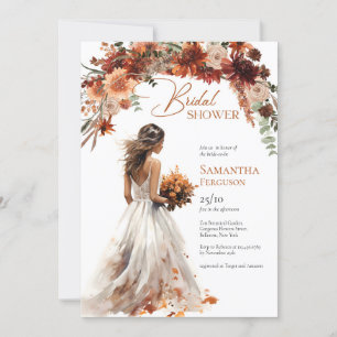 Invitation Boho aquarelle en terre cuite bouquet mariage gobe