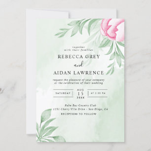 Invitation Boho Aquarelle Eucalyptus Feuille Mariage vert