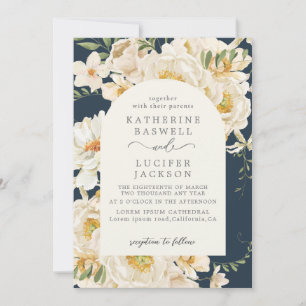Invitation Boho aquarelle feuillage floral marine Mariage ble