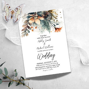 Invitation Boho Aquarelle Floral Fleur sauvage Mariage