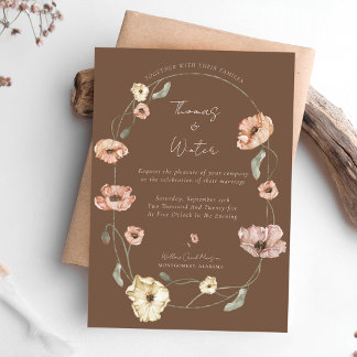Invitation Boho Aquarelle Islandaise Fleurs de Pavot d'Island