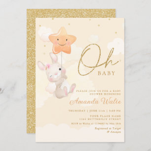 Invitation Boho Aquarelle moderne Bunny mignonne Baby shower 