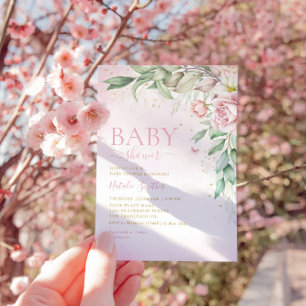 Invitation Boho Aquarelle moderne Floral Girl Baby shower