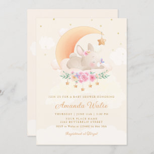 Invitation Boho Aquarelle moderne Jote Bunny Girl Baby shower