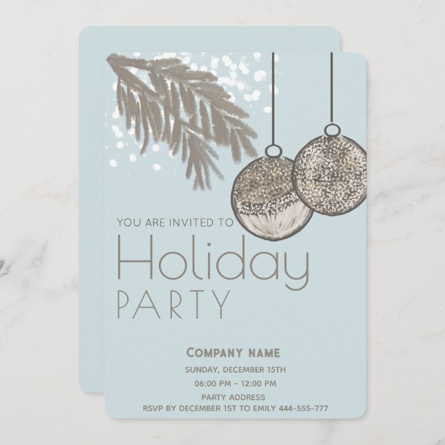 Invitation Boho aquarelle neige ornements corporatifs vacance (Devant / Derrière)