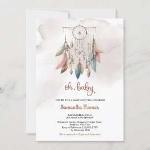 Invitation Boho aquarelle pastel couleurs attraper fille rêve