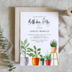 Invitation Boho Aquarelle Pointée Plante fête d'anniversaire