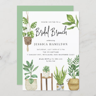 Invitation Boho Aquarelle Poted Plante Bridal Brunch
