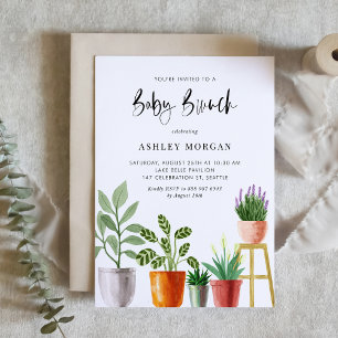 Invitation Boho Aquarelle Poted Plantes Baby Brunch