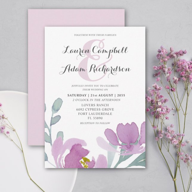 Invitation Boho Aquarelle rose Floral Mariage (Créateur téléchargé)