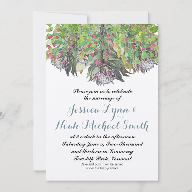 Invitation Boho Aquarelle rose violet vert Mariage Floral (Devant)