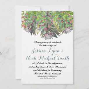 Invitation Boho Aquarelle rose violet vert Mariage Floral