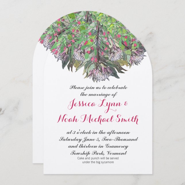 Invitation Boho Aquarelle rose violet vert Mariage Floral (Devant / Derrière)