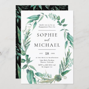 Invitation Boho Aquarelle Verdure et Fiançailles Succulents