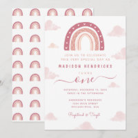 Boho Arc en ciel et nuages Pastel Rose Anniversair