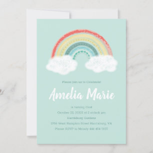 Invitation Boho Arc-en-ciel fête d'anniversaire enfants