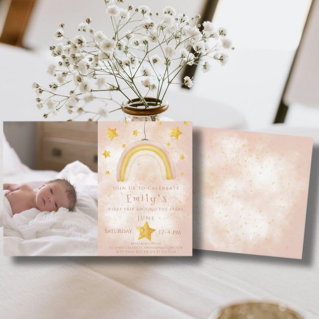 Invitation Boho arc-en-ciel pinceau magique poussière or star (Créateur téléchargé)