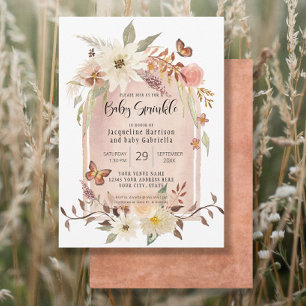 Invitation BOHO Arc Moderne Automne Floral Butterfly Sprinkin