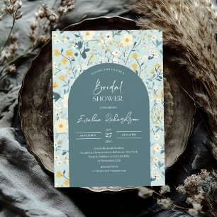 Invitation Boho arch aquarelle pastel vert fleurs sauvages